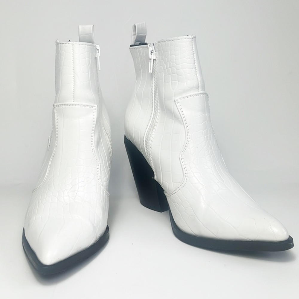 ASOS White Faux Snake-print Western Style Boots